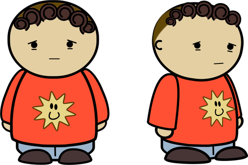 Vectorafbeeldingen van triest komische jongen in het rode shirt
