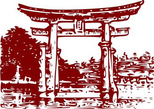 Miyajima Torii i rÃ¸d vector illustrasjon