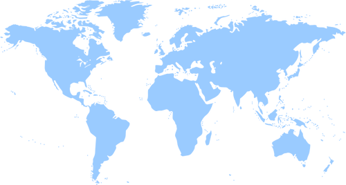 BlÃ¥ silhuett vektortegning politiske verden kart