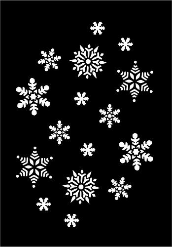 Vector image of white snowflakes on black background