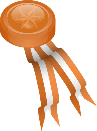 Clipart vetorial de medalhÃ£o de bronze com fitas laranja