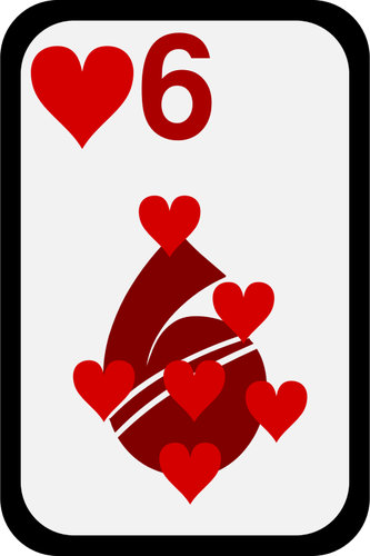 Zes van harten funky speelkaart vector illustraties