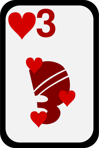 Trois des cartes Ã  jouer funky Hearts vector clipart