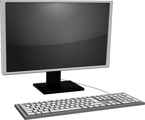 Ãcone no desktop PC com imagem vetorial de monitor cinza