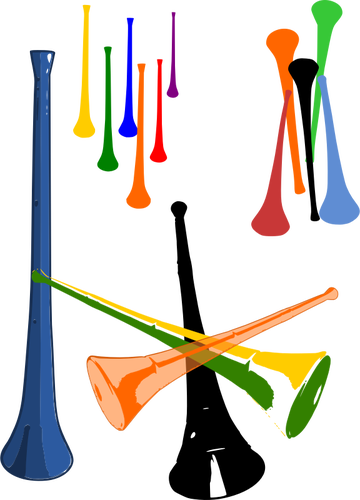 Illustrazione vettoriale di plastica vuvuzelas