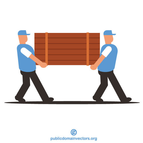 Due persone che si spostano scatola di legno