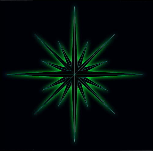 Vector Illustrasjon av glÃ¸dende grÃ¸nne stjernen pÃ¥ svart bakgrunn
