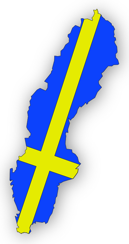 Svenska flaggan i karta Ã¶ver Sverige