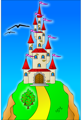Ett slott pÃ¥ toppen av en kulle vektorbild