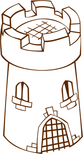 Vector drawing of role play game map icon for a round tower