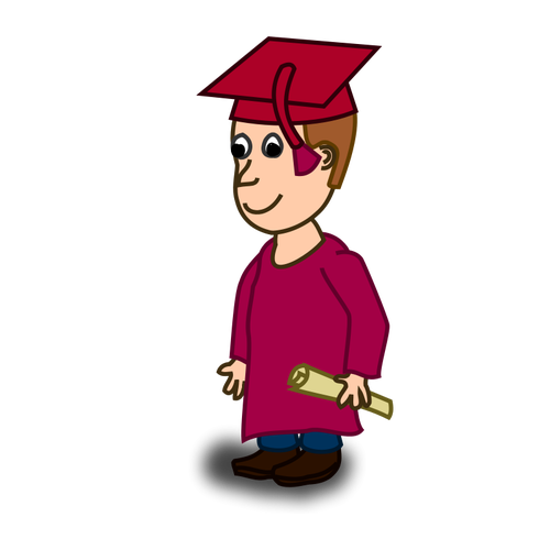Image vectorielle de graduation Ã©tudiant personnage de bande dessinÃ©e