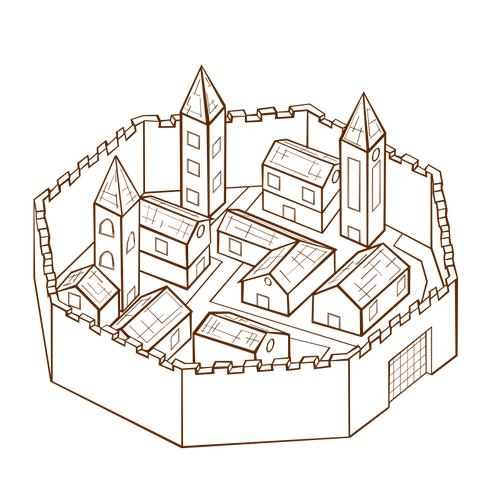 Staden i vÃ¤ggarna RPG karta symbol vektorbild