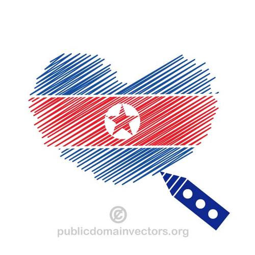 Bandeira da Coreia do Norte com forma de coraÃ§Ã£o