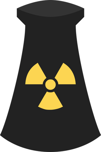 Grafis vektor tenaga nuklir pabrik ikon hitam dan kuning