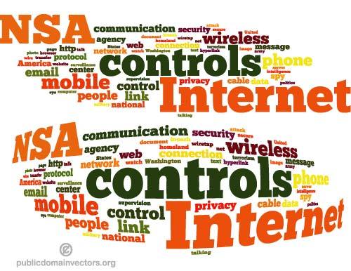 NSA controls Internet word cloud vector