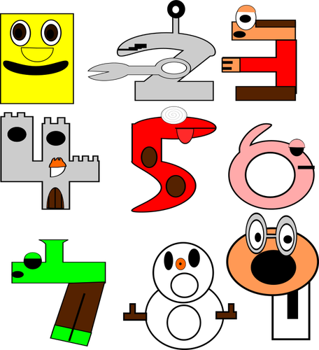 Clipart de dessin animÃ© animaux nombre compris entre 1 et 9