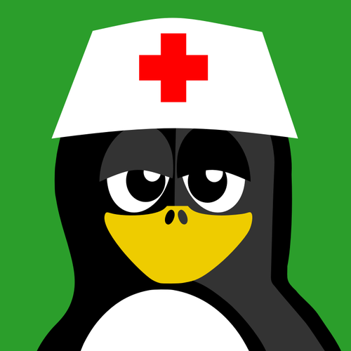 Vektorgrafik med sjukskÃ¶terska pingvin