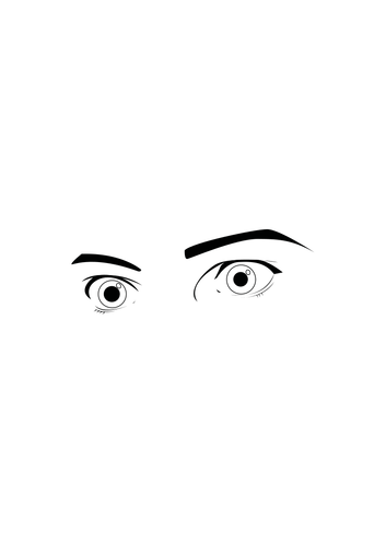 Grafika wektorowa zaskoczony ludzkich oczu spojrzenie w czerni i bieli