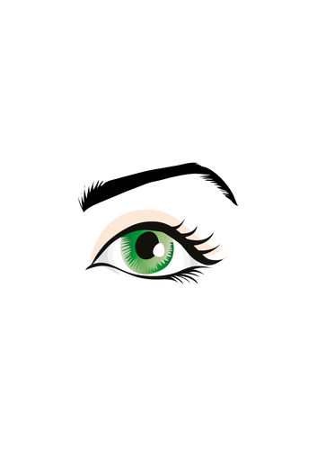 Vector illustration of green eye with pink shading