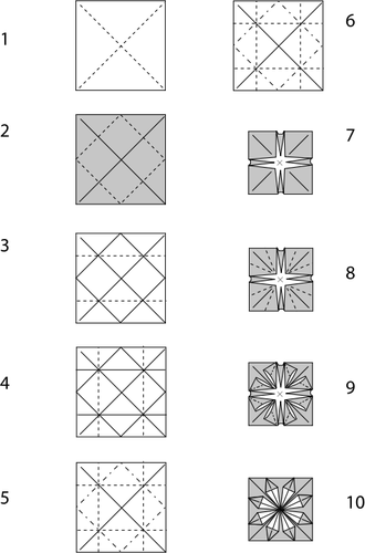 Ozdoba origami instrukcje wektorowych ilustracji