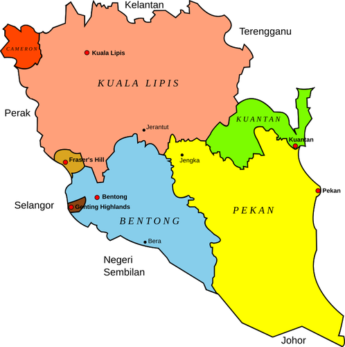 Peta kota Pahang, Malaysia