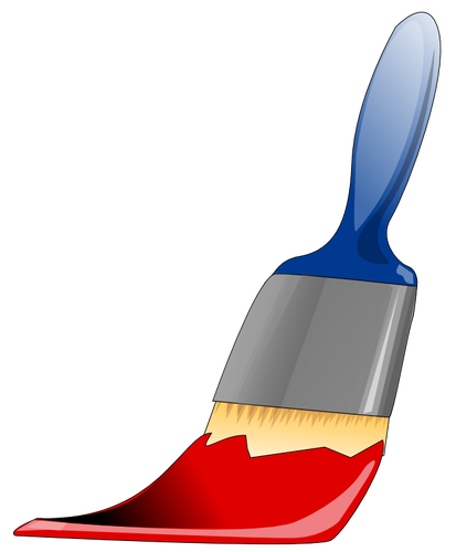 Cepillo de pintura con la ilustraciÃ³n del vector de pintura roja