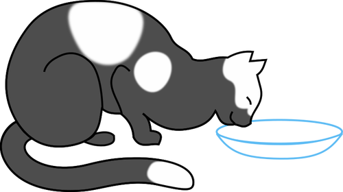 PlinÄƒ de coÅŸuri pisica bÄƒut laptele din oala ilustraÅ£ie vectorialÄƒ
