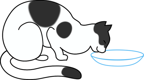 Gato bebiendo leche de pote vector de imagen