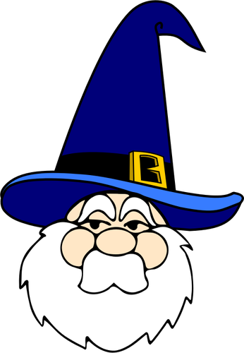 Vector tekening van wizard man met een blauwe hoed