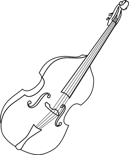 Gambar garis vektor double bass instrumen