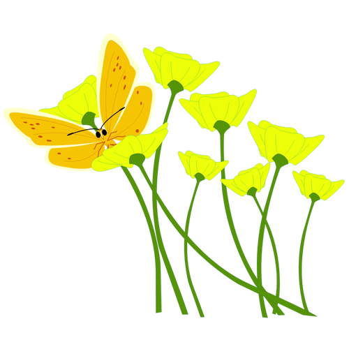 Borboleta na imagem vetorial de flor