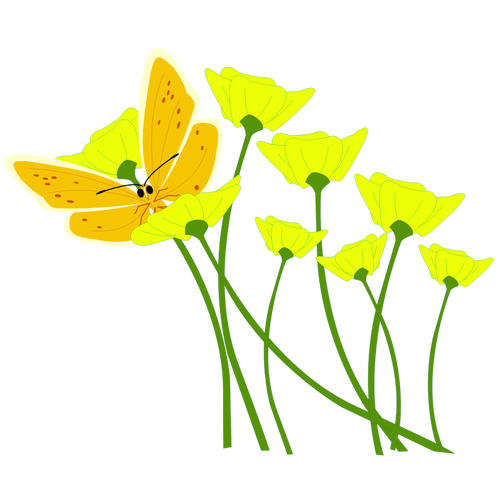 Borboleta na imagem vetorial de flor
