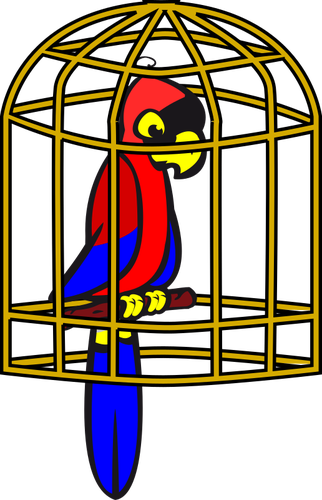 Papegaai in een kooi