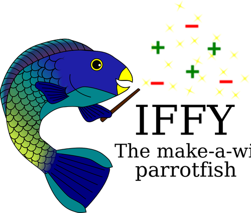 Desenho de vetor de peixe mÃ¡gico de ouro azul