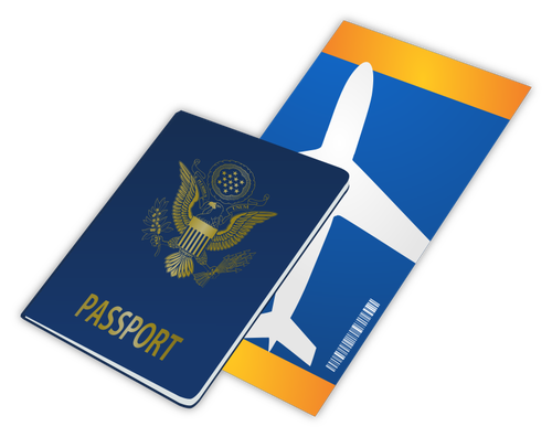 passaporte e passagem de vetor