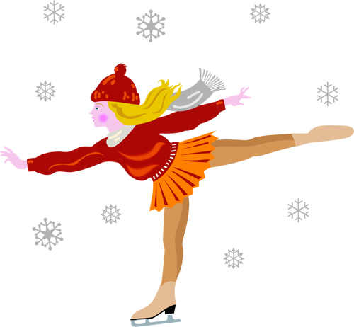 Clipart vetorial de garota de patinaÃ§Ã£o no gelo em saia