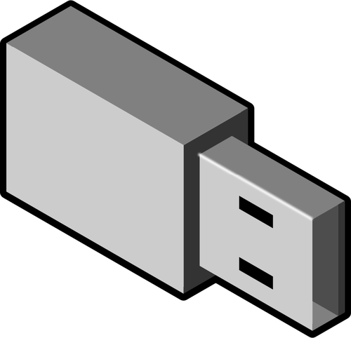 Ilustracja wektorowa o skali szaroÅ›ci maÅ‚e USB pendrive