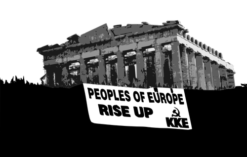 Vector image of poster for protest in Greece