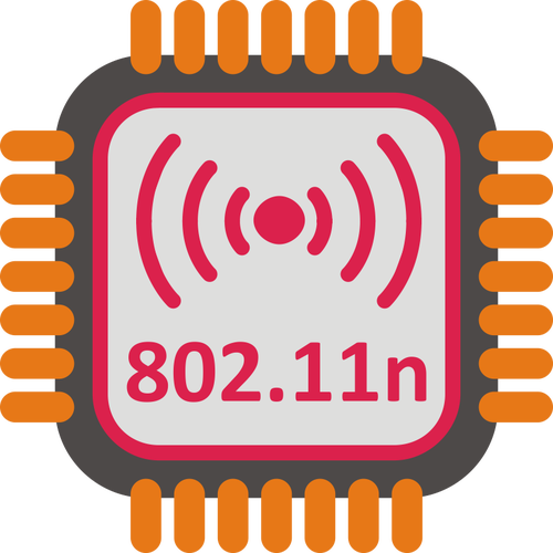 802.11 n WiFi chipset Ã­cone estilizado desenho vetorial
