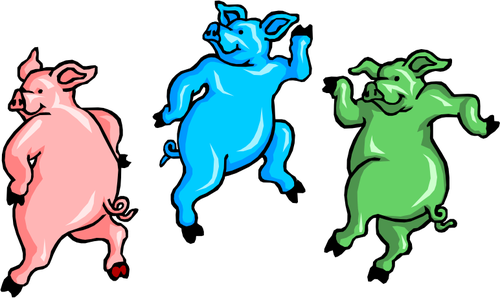 Drei farbige Schweine