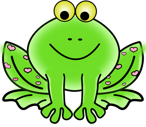 Green Valentine frog vector graphics