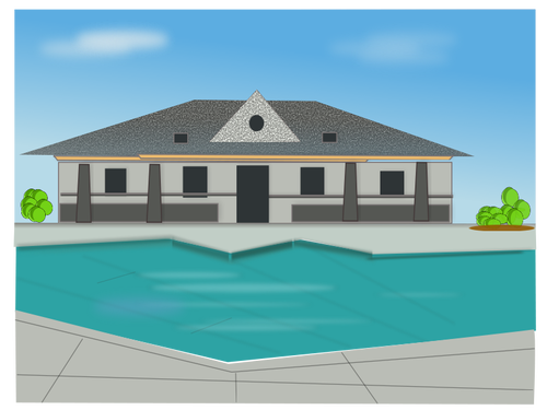 IlustraciÃ³n de vector de villa junto a la piscina