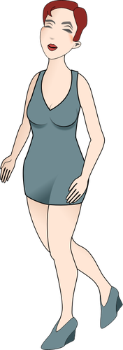 Vector image of woman walking in high hils