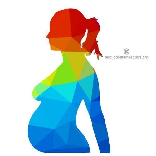 Silueta de mujer embarazada color