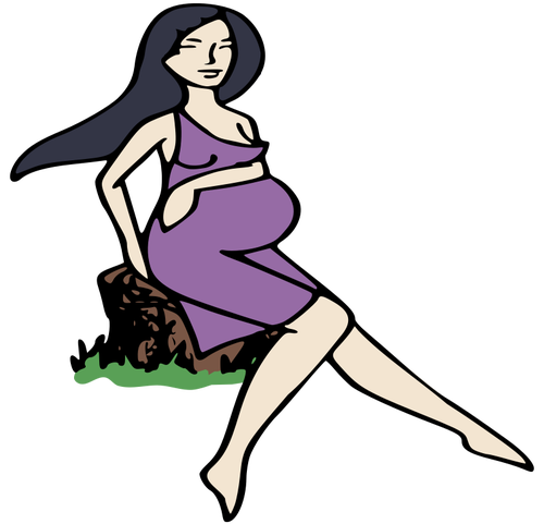 Zwangere dame op een stomp