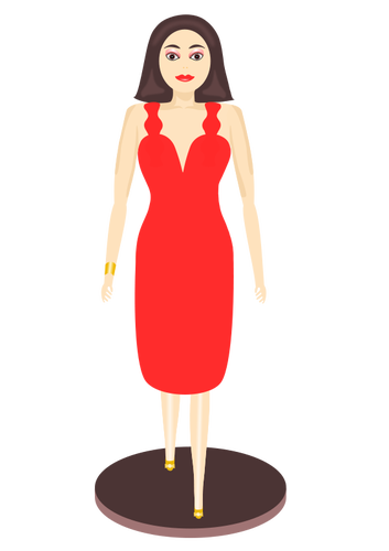 Vector Illustrasjon av dame i kjole