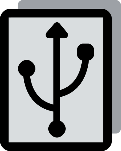 Vektor ClipArt-bilder av grÃ¥skala USB kontakten kontakten etikett
