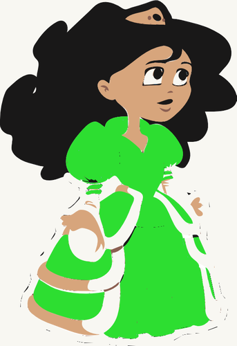 Vector images clipart de la jeune princesse Ã  la robe verte