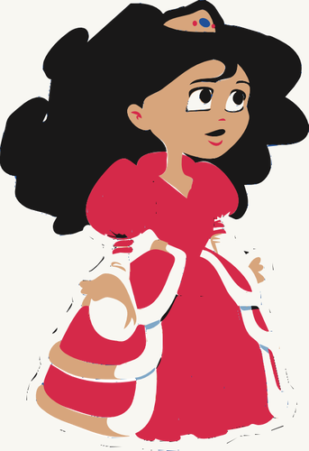 Image vectorielle de la jeune princesse Ã  la robe rouge