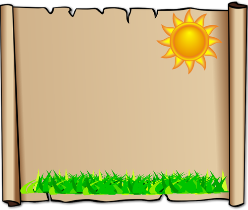 Gras und Sonne auf Pergament-Papier-Vektor-illustration